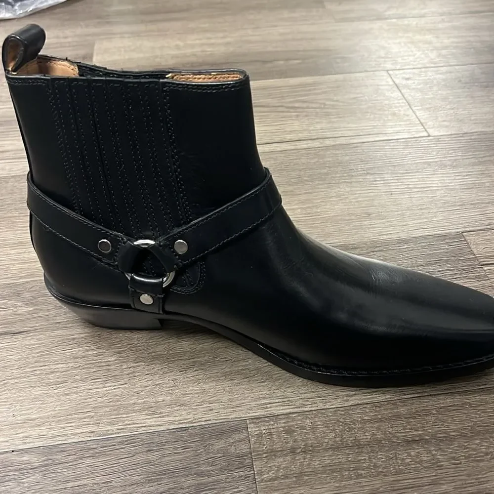 Madewell The Santiago Western Black Leather Ankle Boot US 11